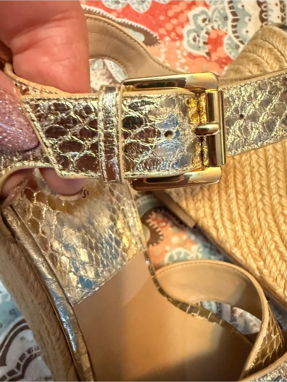 Michael Kors Collection Gold Crisscross Platform Slingback Sandals